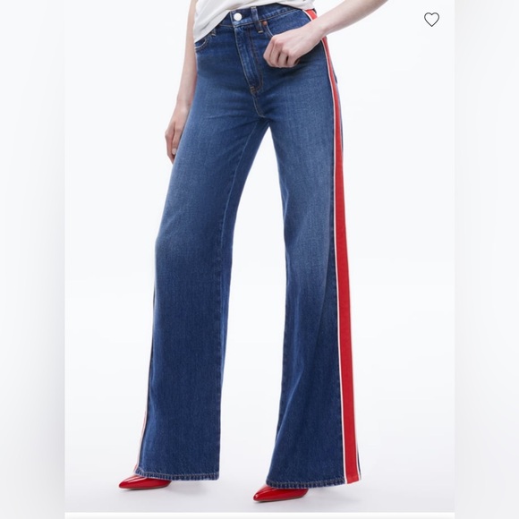 ALICE + OLIVIA WEEZY SIDE STRIPE JEAN. NWT. RETAIL 395 - Picture 5 of 14